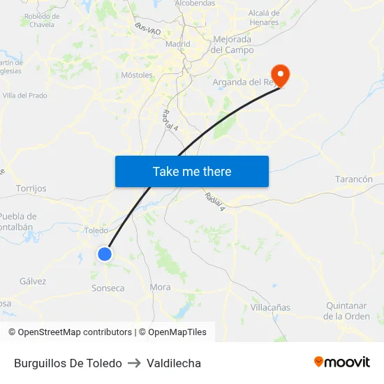 Burguillos De Toledo to Valdilecha map