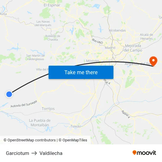 Garciotum to Valdilecha map