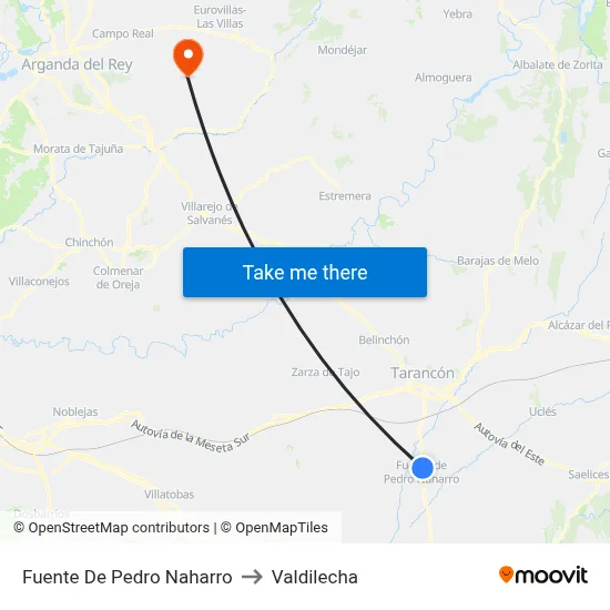 Fuente De Pedro Naharro to Valdilecha map