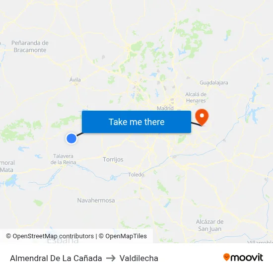 Almendral De La Cañada to Valdilecha map
