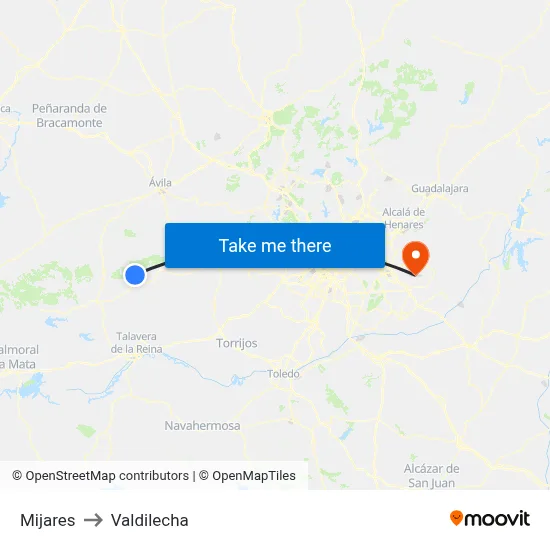 Mijares to Valdilecha map