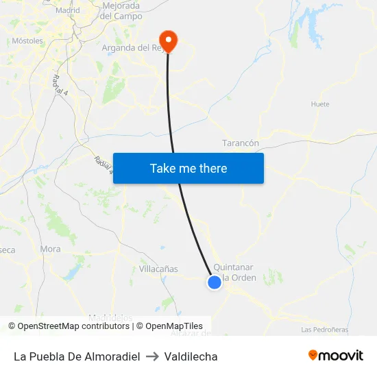 La Puebla De Almoradiel to Valdilecha map