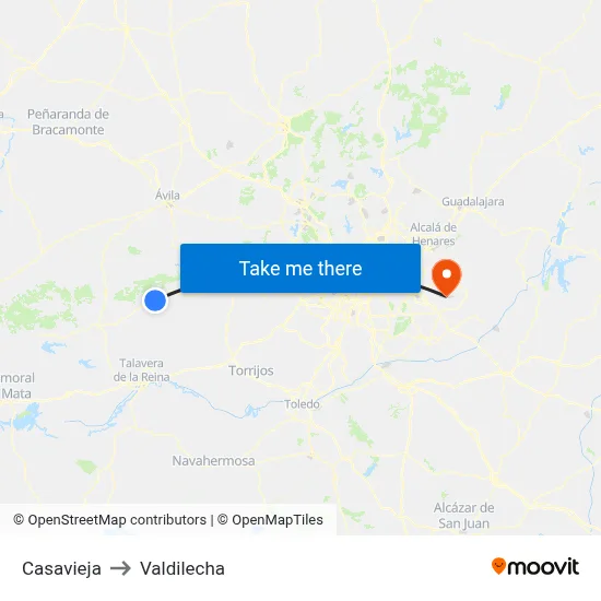 Casavieja to Valdilecha map