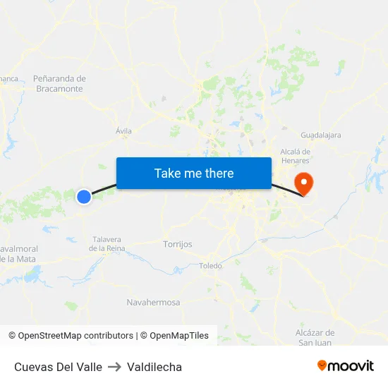 Cuevas Del Valle to Valdilecha map