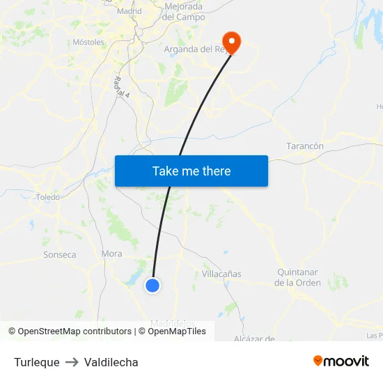 Turleque to Valdilecha map