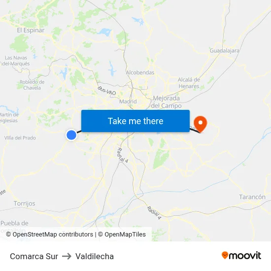 Comarca Sur to Valdilecha map