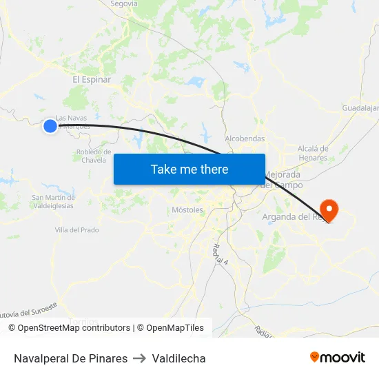 Navalperal De Pinares to Valdilecha map