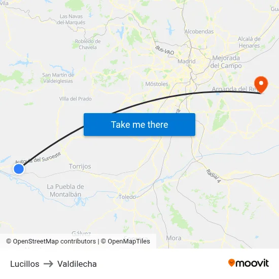 Lucillos to Valdilecha map