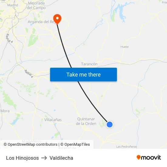 Los Hinojosos to Valdilecha map