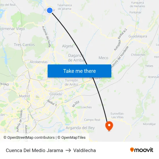 Cuenca Del Medio Jarama to Valdilecha map