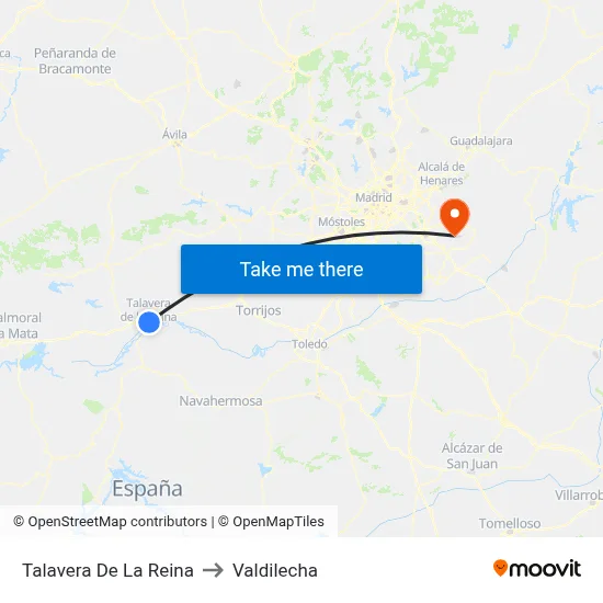 Talavera De La Reina to Valdilecha map