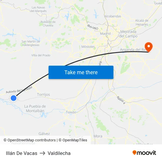 Illán De Vacas to Valdilecha map