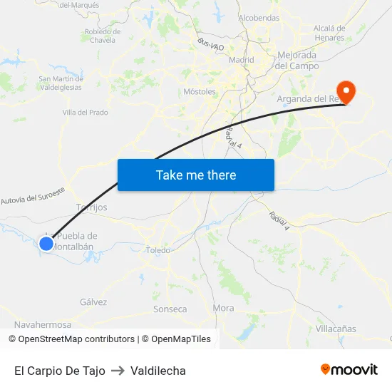 El Carpio De Tajo to Valdilecha map