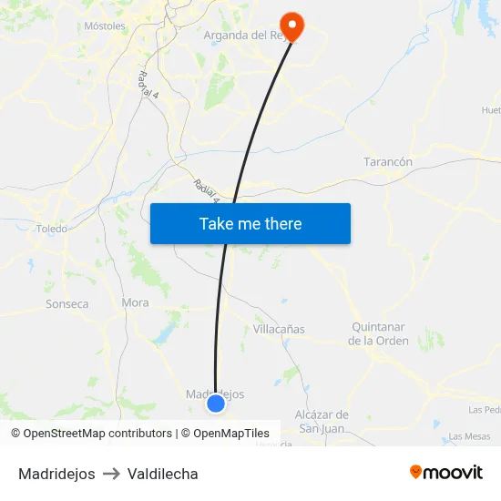 Madridejos to Valdilecha map