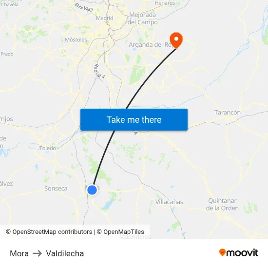 Mora to Valdilecha map
