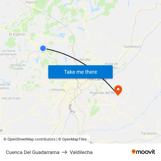 Cuenca Del Guadarrama to Valdilecha map