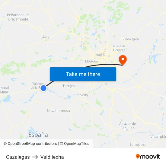 Cazalegas to Valdilecha map
