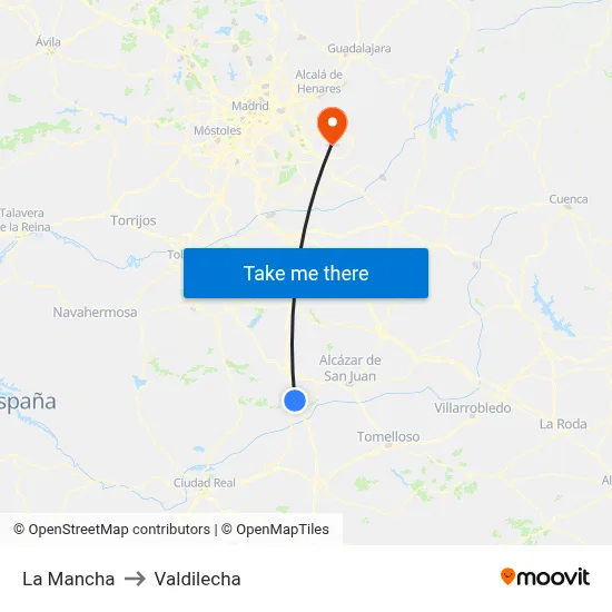 La Mancha to Valdilecha map