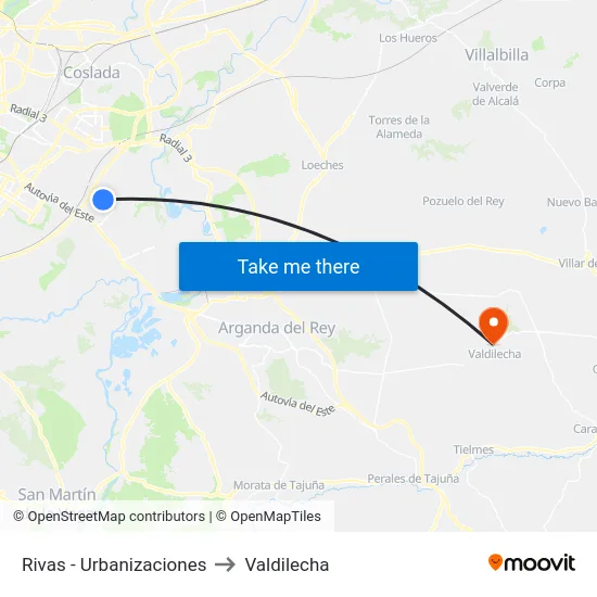 Rivas - Urbanizaciones to Valdilecha map