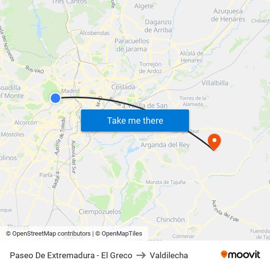 Paseo De Extremadura - El Greco to Valdilecha map