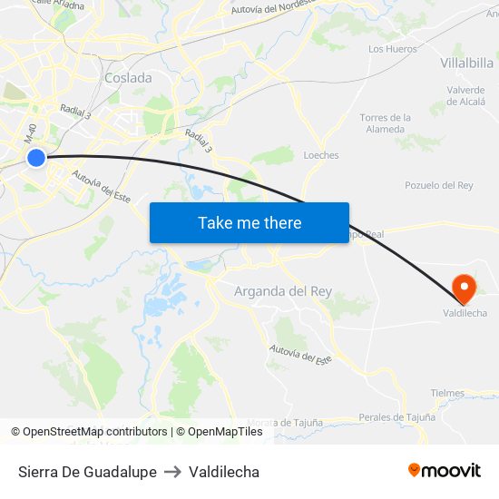 Sierra De Guadalupe to Valdilecha map