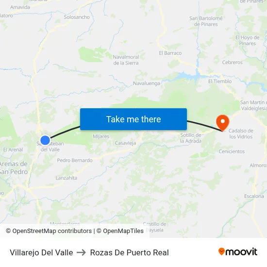 Villarejo Del Valle to Rozas De Puerto Real map