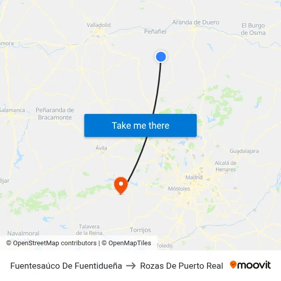 Fuentesaúco De Fuentidueña to Rozas De Puerto Real map