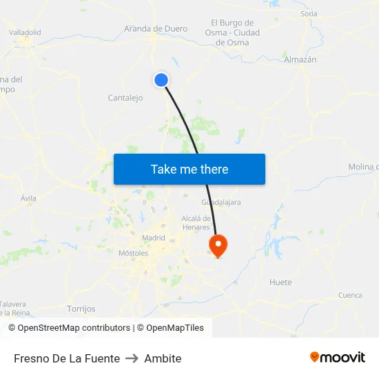 Fresno De La Fuente to Ambite map