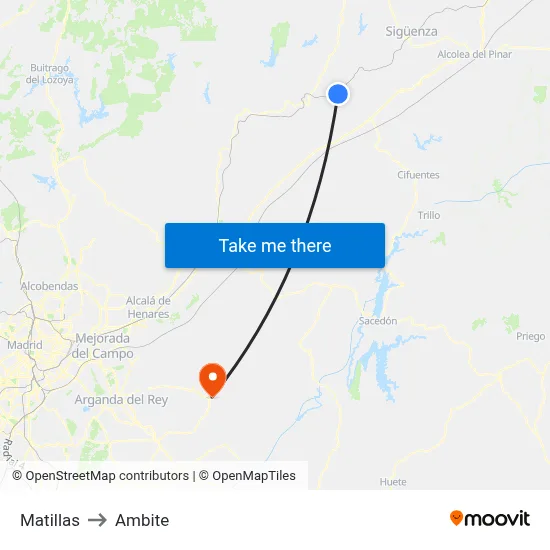 Matillas to Ambite map