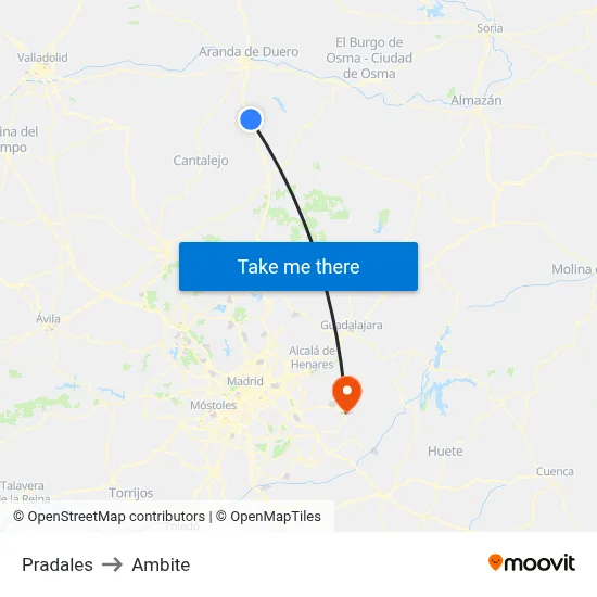Pradales to Ambite map