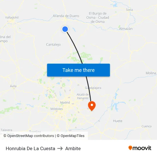 Honrubia De La Cuesta to Ambite map