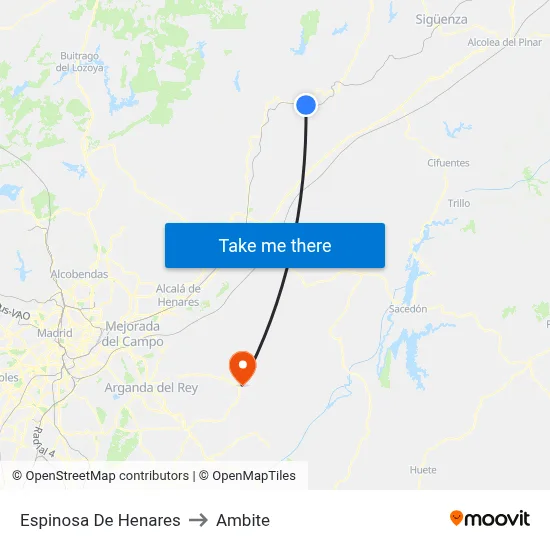 Espinosa De Henares to Ambite map