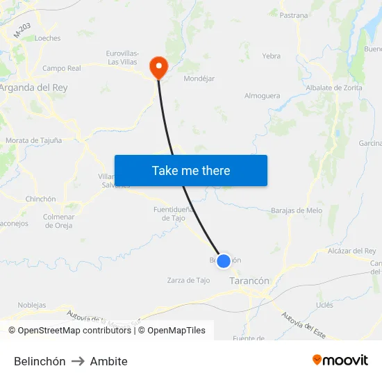 Belinchón to Ambite map