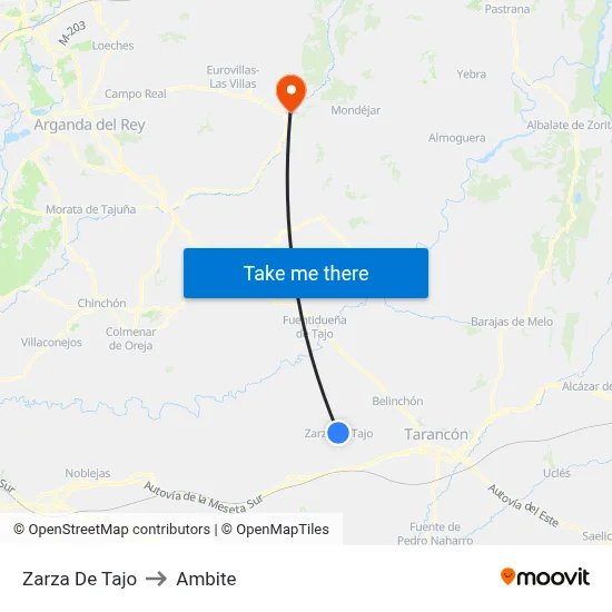 Zarza De Tajo to Ambite map