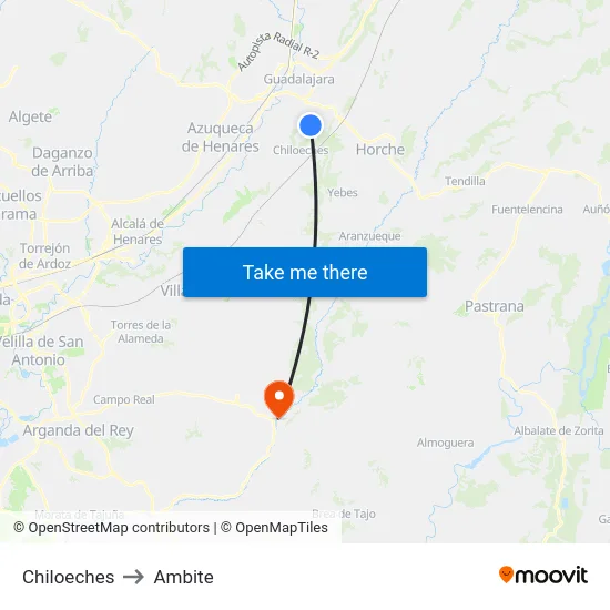 Chiloeches to Ambite map