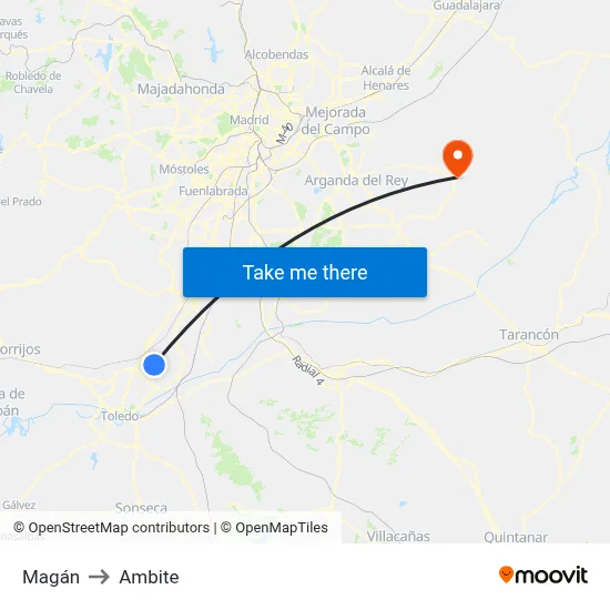 Magán to Ambite map