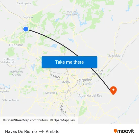 Navas De Riofrío to Ambite map