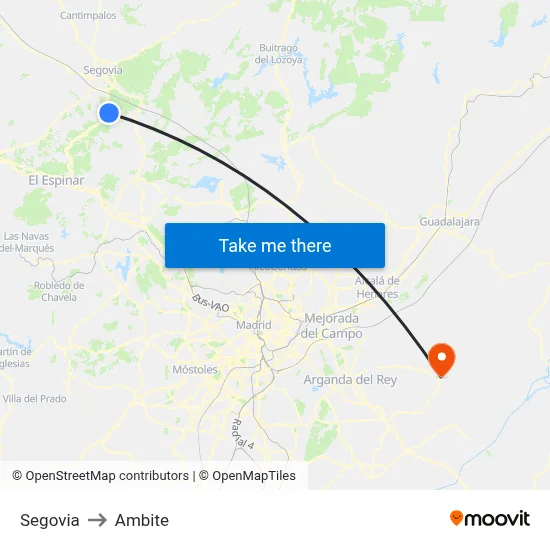 Segovia to Ambite map