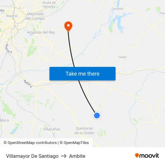 Villamayor De Santiago to Ambite map