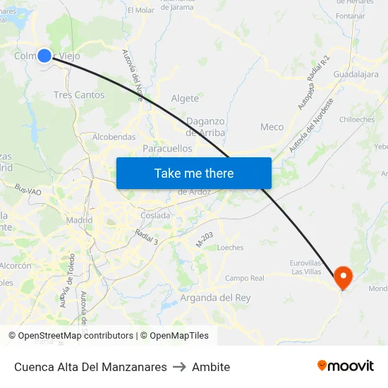 Cuenca Alta Del Manzanares to Ambite map