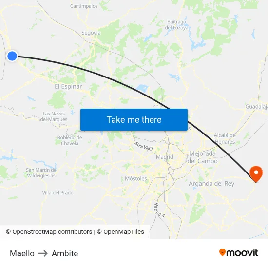 Maello to Ambite map