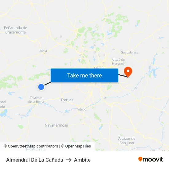 Almendral De La Cañada to Ambite map