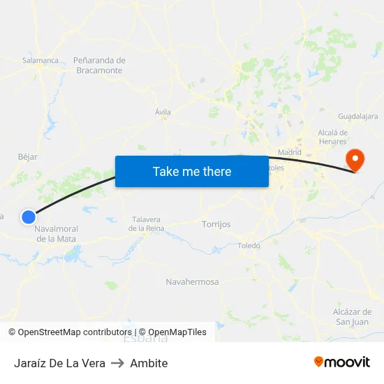Jaraíz De La Vera to Ambite map