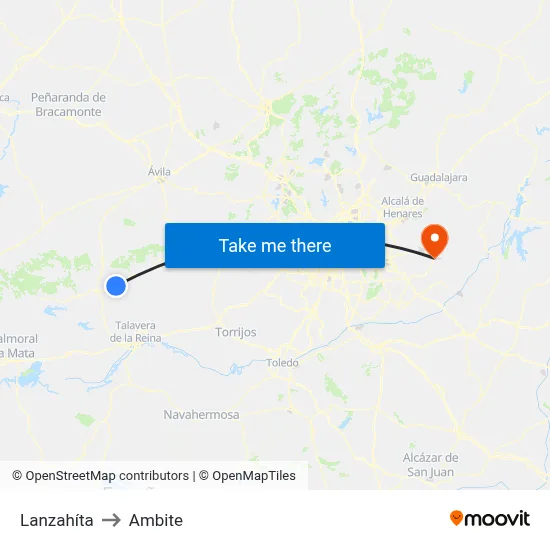 Lanzahíta to Ambite map