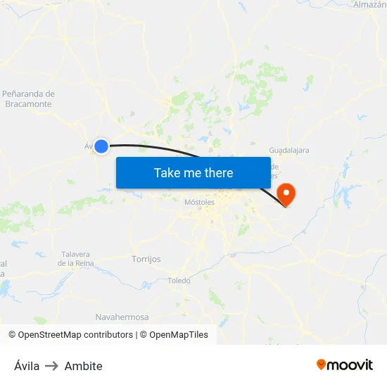 Ávila to Ambite map