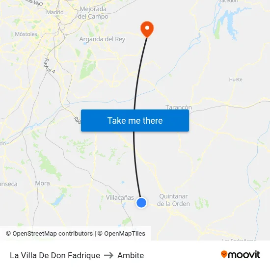 La Villa De Don Fadrique to Ambite map