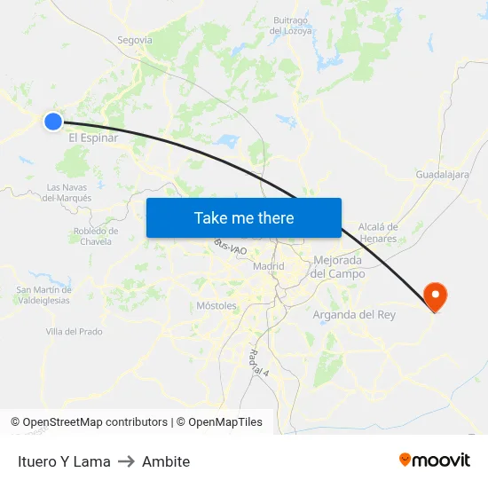 Ituero Y Lama to Ambite map