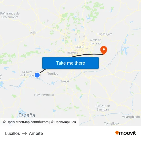 Lucillos to Ambite map
