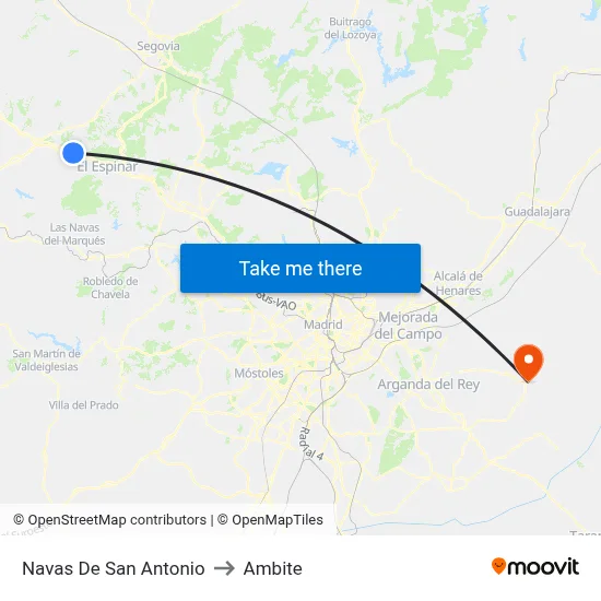 Navas De San Antonio to Ambite map