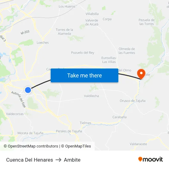 Cuenca Del Henares to Ambite map